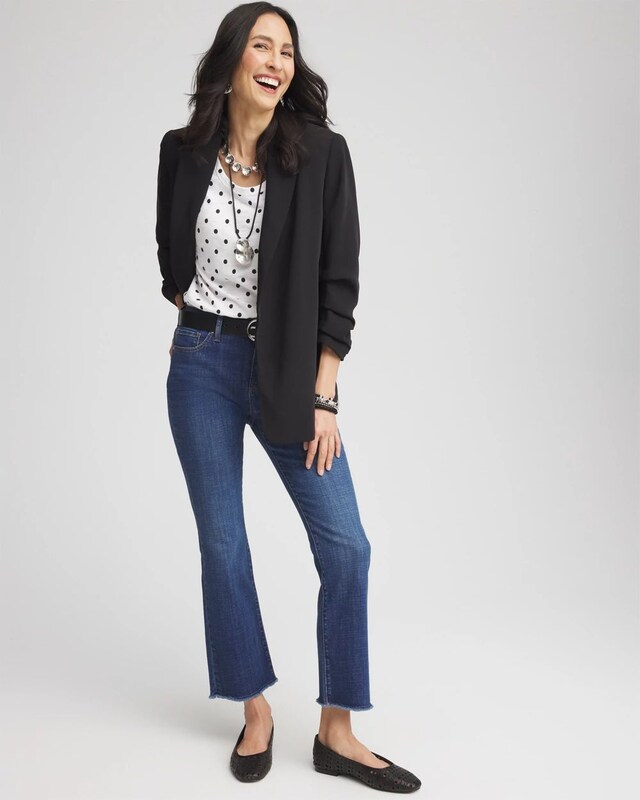 Polka-Dot Slub Scoop-Neck Tee - image 2